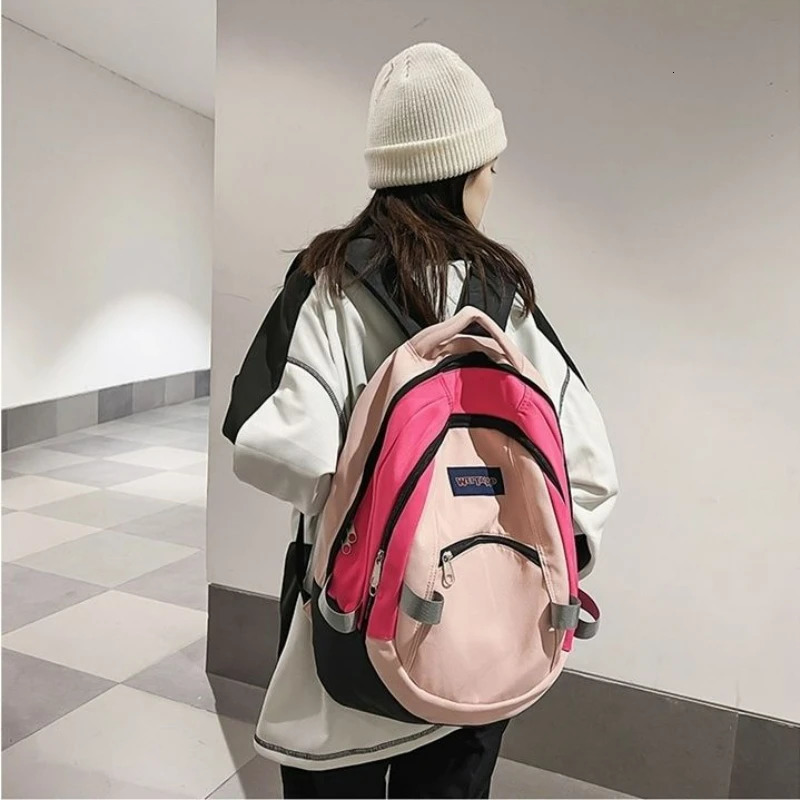 Fashionable womens backpack Harajuku retro student backpack nylon waterproof large capacity backpack casual travel bag womens backpack 241111