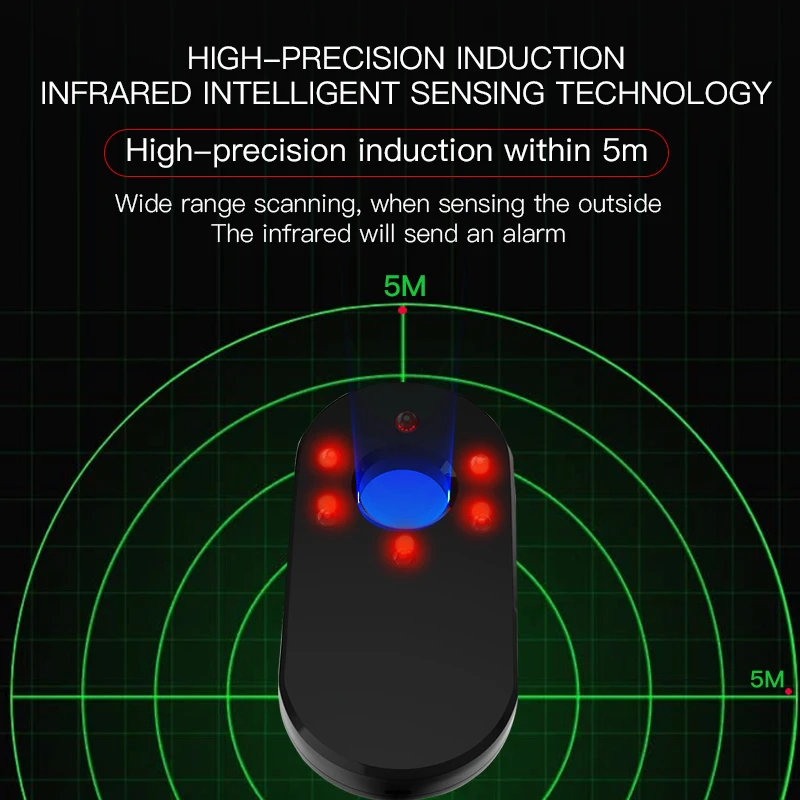New Upgrade Anti Candid Hidden Camera Detector Anti-theft Alarm Hotel Pinhole Infrared Automatic Bug Scanner Device USB Charge