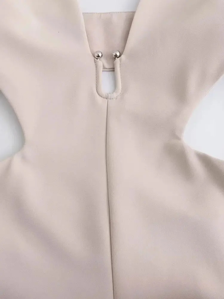 TRAF Womens Hanging Collar Backless Long jumpsuit Fashion Single Chest Retro Sleeveless Tight Elegant Playsuit Top 241112