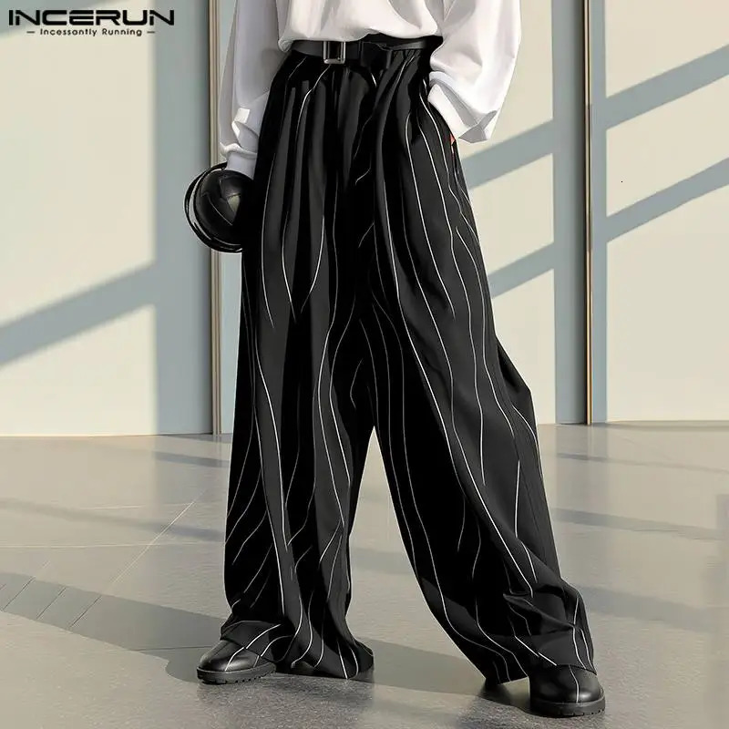 Mens Casual Pants Printed Elastic Waist Jogger Loose Korean Mens Street Clothing Mens Pants S-5XL INCERUN 241112