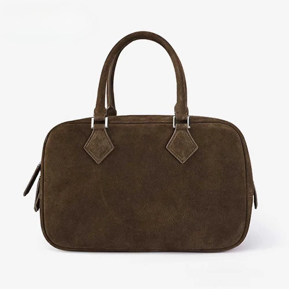 Boston Bags Genuine Leather Woman Tote Crossbody Vintage Bowg Handbag Purses Suede Cowhide Pillow New Genuine Leather BagVoyage