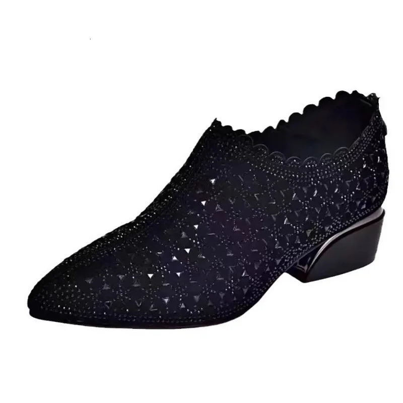 Summer and spring Pointed toe womens shoes slip on comfortable and fashionable short and chubby high heels casual womens shoes size 35-40 241111