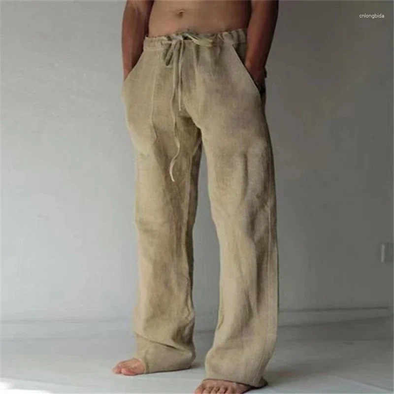 Mens Pants Cotton Linen Casual Male Shorts Breathable Trousers Fitness Streetwear For Men Clothing Jogging Autumn Summer