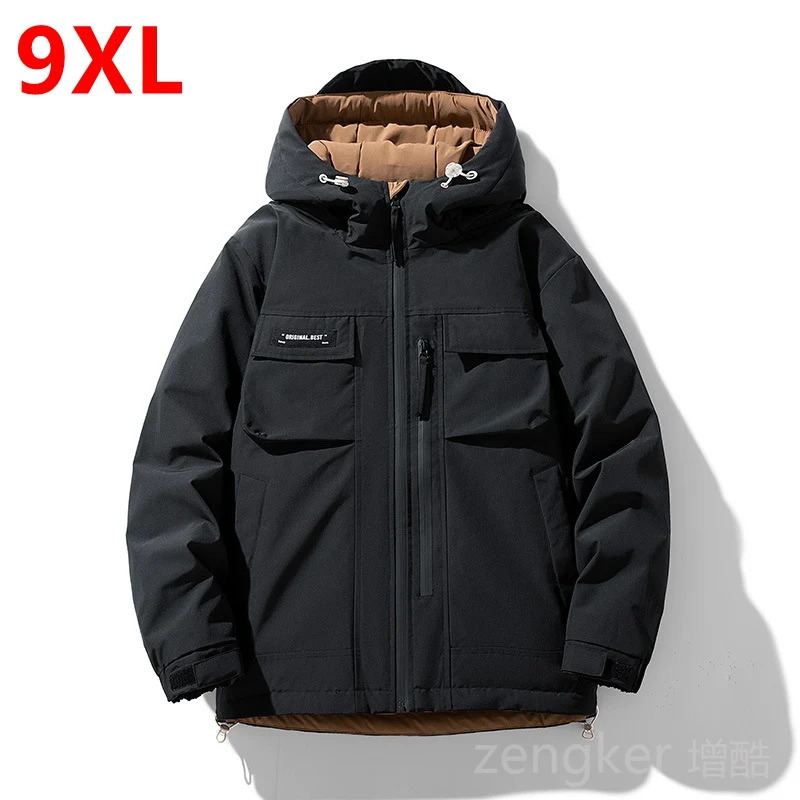 Winter large size mens down jacket men loose Waterproof Jacket plus size trend warm white duck down jacket mens tops 9XL 8xl 241111