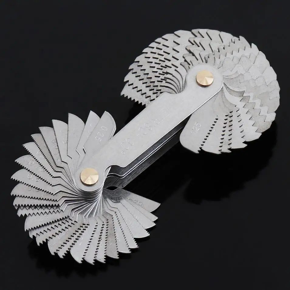 Thread 58PCS Gauge Plug 55/60 Degree Metric Inch Gear Tooth Screw Pitch Gauges Measurement Steel Thread Gage Measuring Tools smile