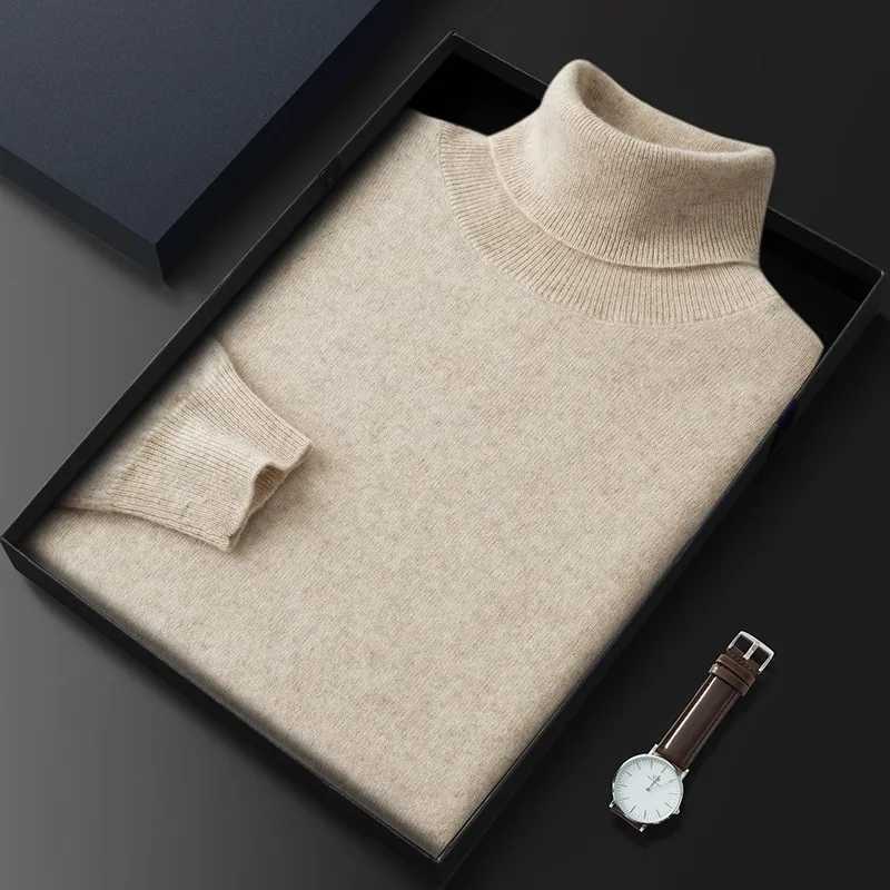 Mens Turtleneck Knitted Sweater 2024 Winter Cashmere Cotton Blended Comfortable Warm High Collar Pulled Mens Jumper Rod W2411111