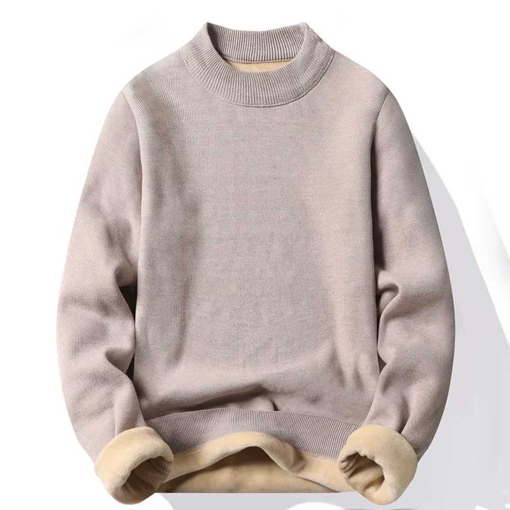 Mens casual slim fit basic turtle neck knitted sweater with high neck and floral pattern mens double neck autumn and winter top W2411111