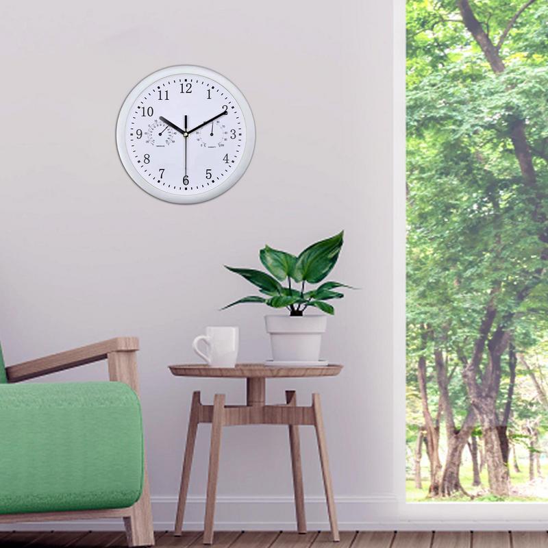 Outdoor Clocks Waterproof Outdoor Wall Clock with Hygrometer 10 Inch Silent Round Battery Operated Easy to Read Decorative