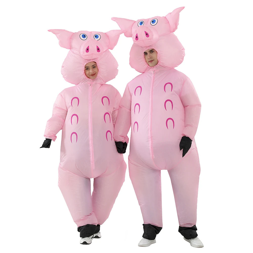 Adult Mascot Pink Pig Inflatable Costumes Halloween Cosplay Costumes for Man Woman Animal Party Role Play Disfraz 241111