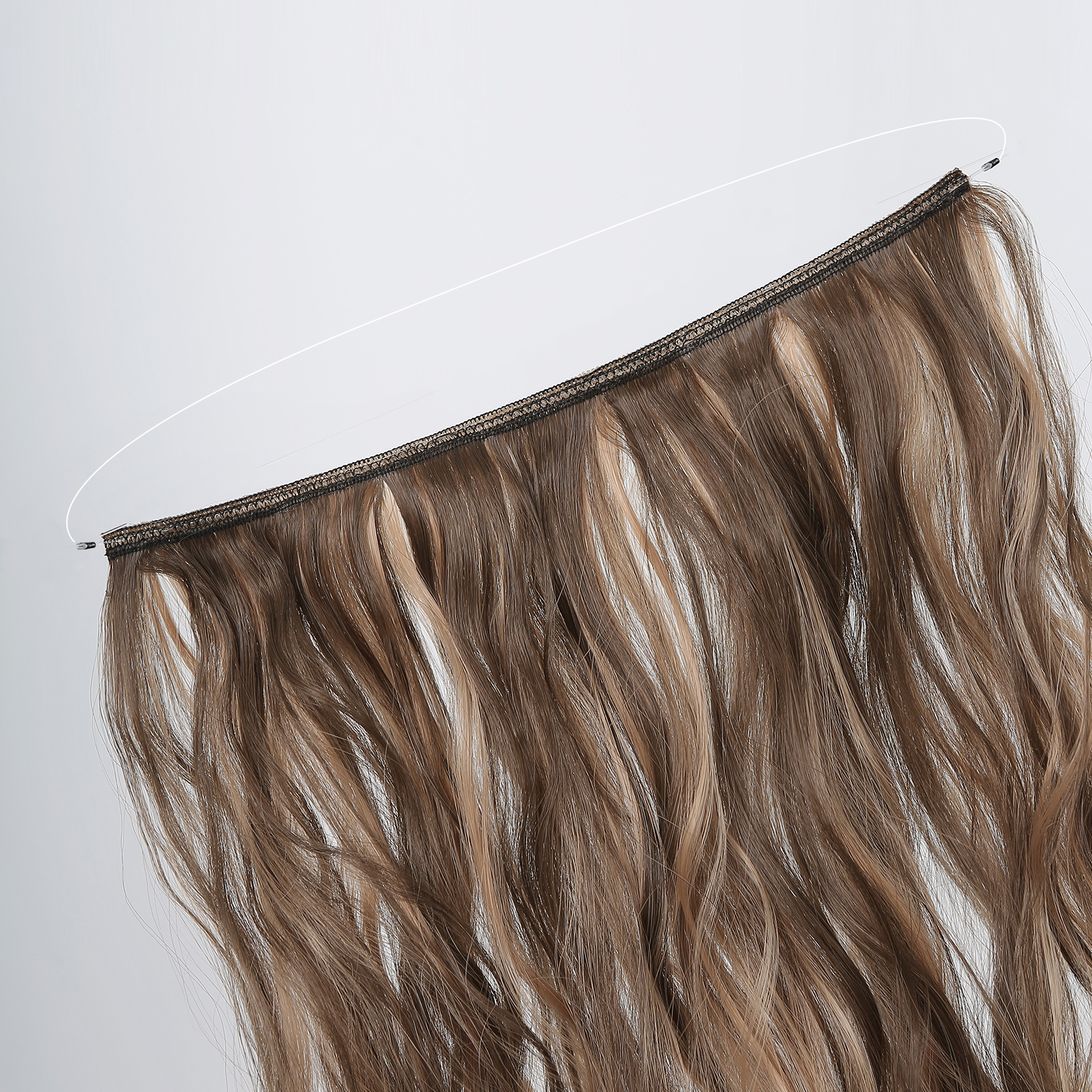 HAIRCUBE Synthetic Hair Extensions Long Cury Wave No Clip Hair Piece Heat Resistant Brown with Blonde Highlight Female Fake Hair ad61c 5 90024