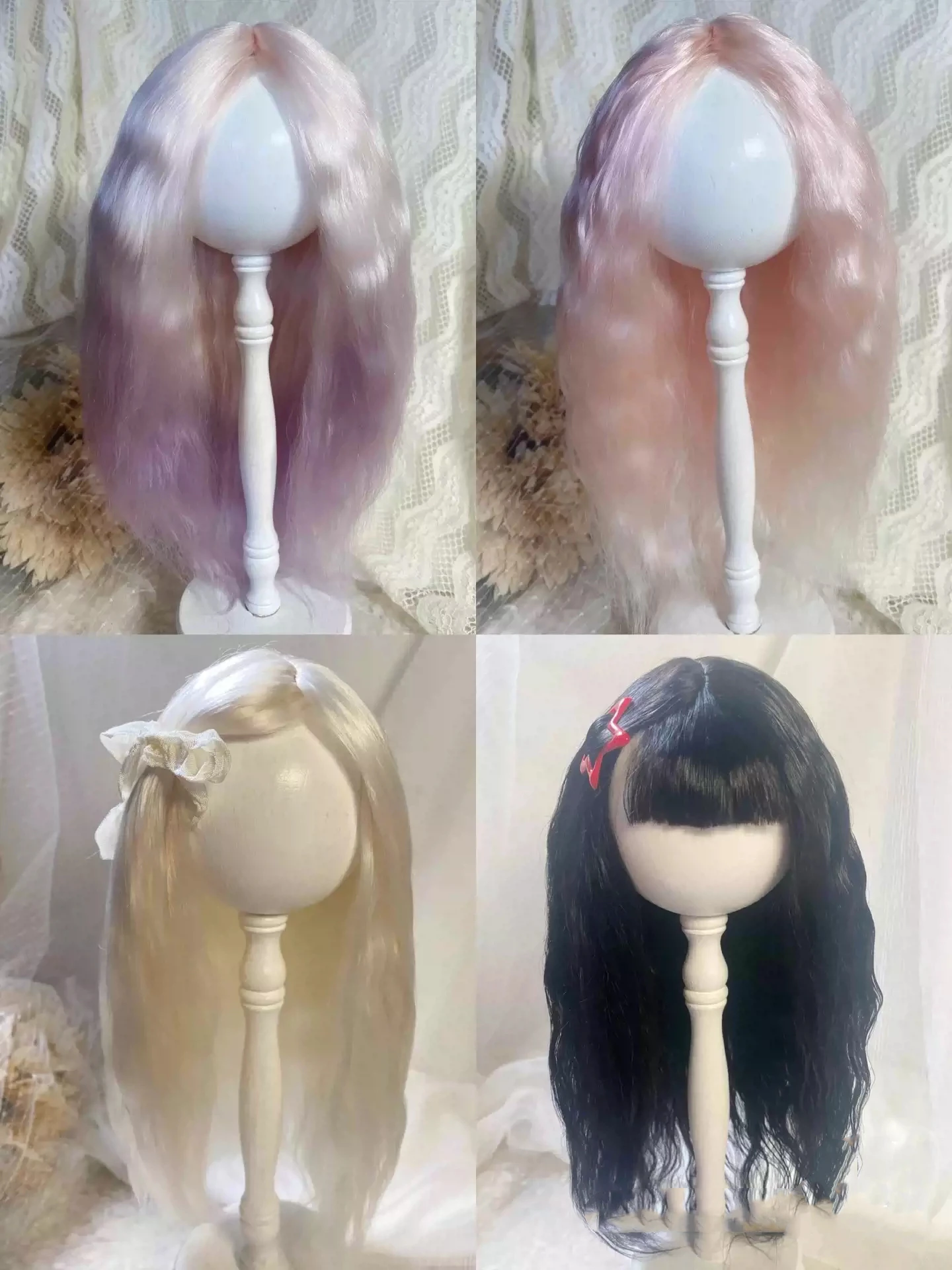 Doll Wigs for Blythe Qbaby Mohair Long curly hair with a shawl 9-10 inch head circumstance 90701