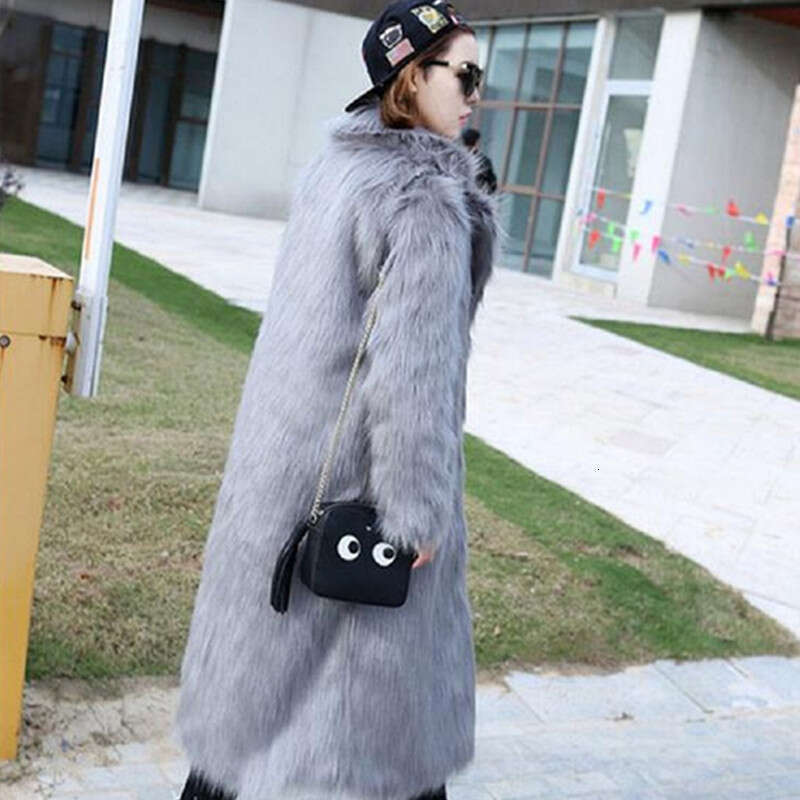 shanshi fur coat women Autumn and winter faux women's long synthetic coat fox fur