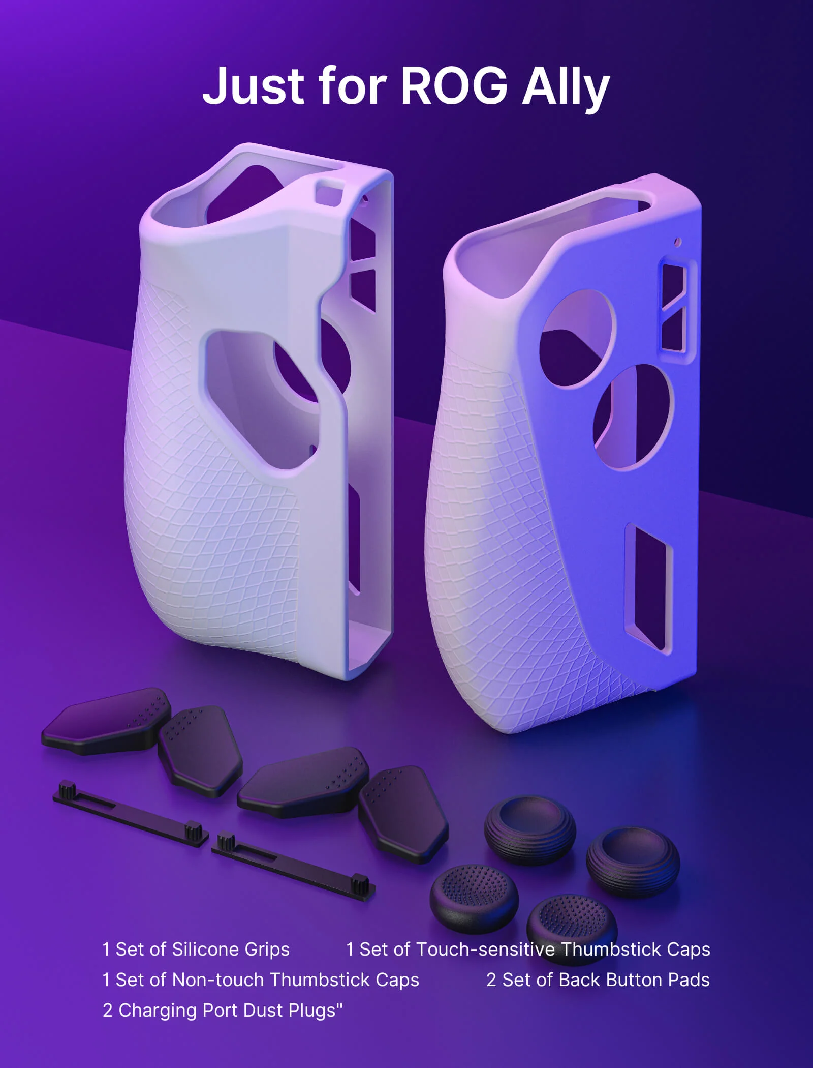 Silicone Grip Case Set for ROG Ally, Rear Buttons and Port Cover for Asus ROG Ally, ROG Ally Game Handheld Accessories