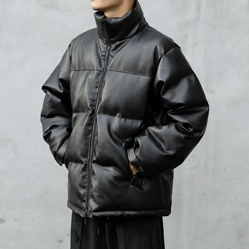 Black Loose Thick Warm Mens Quilted Padded Coats Winter Joker Vintage Padding Harajuku Korean Reviews Many Male Jackets 241111
