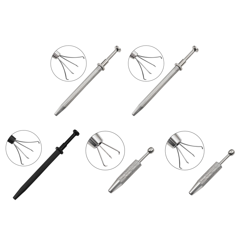 Piercing Ball Grabber Tool Pick Up Tool with 4 Prongs Holder Diamond Claw Tweezers for Small Parts Pickup IC Chips Gems