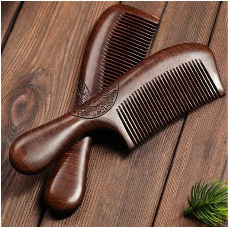 Wooden comb natural handmade comb fine tooth sandalwood comb used for wavy hair thick hair fine hair straight hair no static electricity W241112