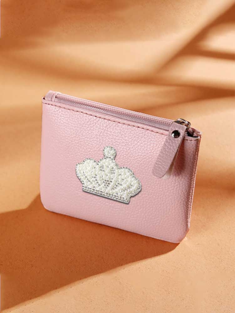 Key Wallets PU Leather Female Scratch-Resistant Light Gold & White Decor Radiant Design 07ce4