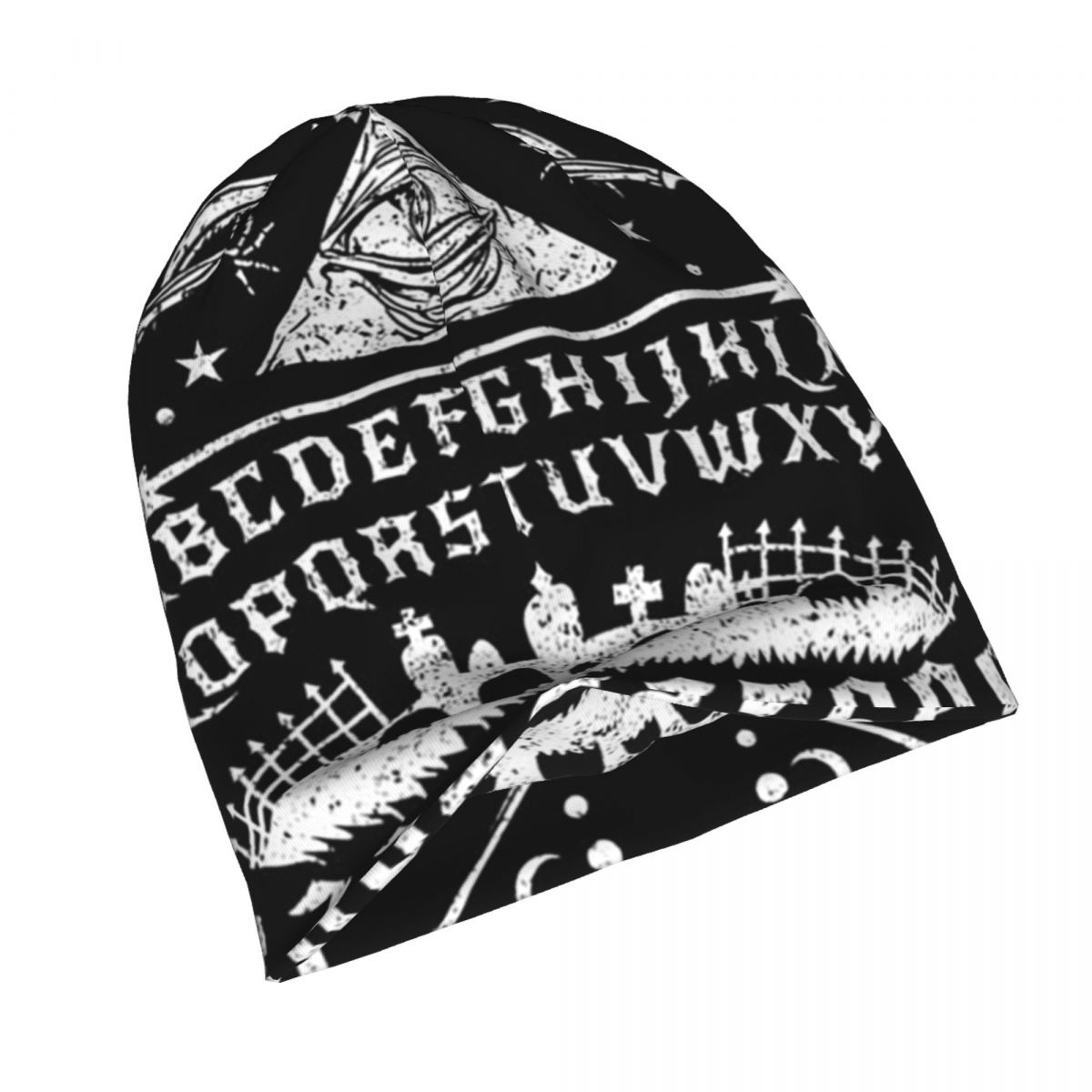 Autumn Winter Ouija Board With Skull Occultism Soft Thin Knitted Hat Outdoor Warm Cold Proof Bonnet Cap