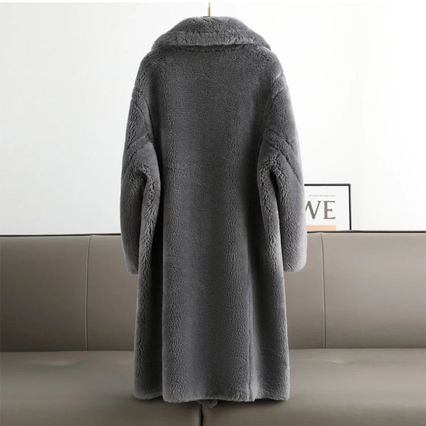 Womens Long Cashmere Coat Wool Womens Fabric Thick Warm Coat Oversized Fashion Street Clothing Teddy Bear Winter Jacket 241112