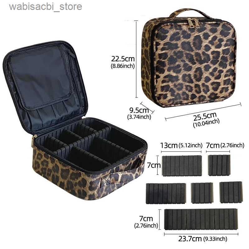 Cosmetic Bags 2021 New Leopard Waterproof Cosmetic Bag PU Leather Travel Large Capacity Beauty Makeup Case L49