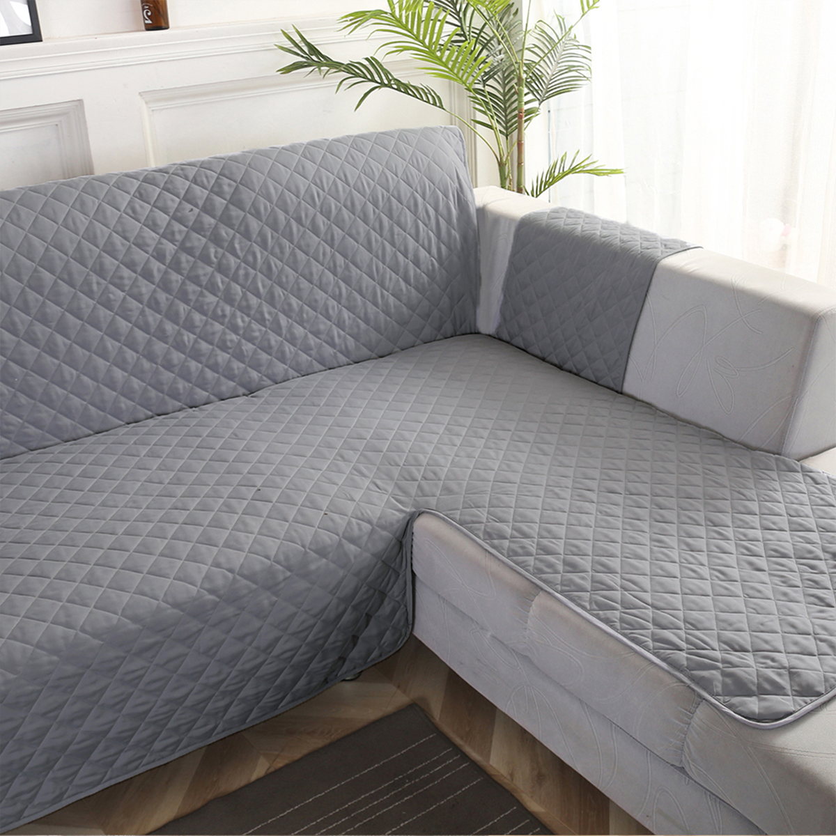 Sofa Slipcover L Shape Sofa Cover Reversible Sectional Couch Cover Anti-Slip Waterproof Furniture Protector Covers for Pet Kids