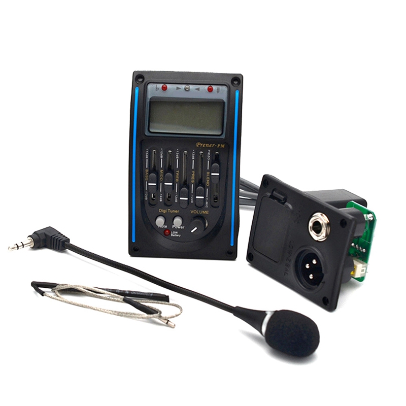 1Set Acoustic Guitar Pickup 5 Band EQ Equalizer Guitar Preamp Piezo Pickup Tuner With Mic LCD Display