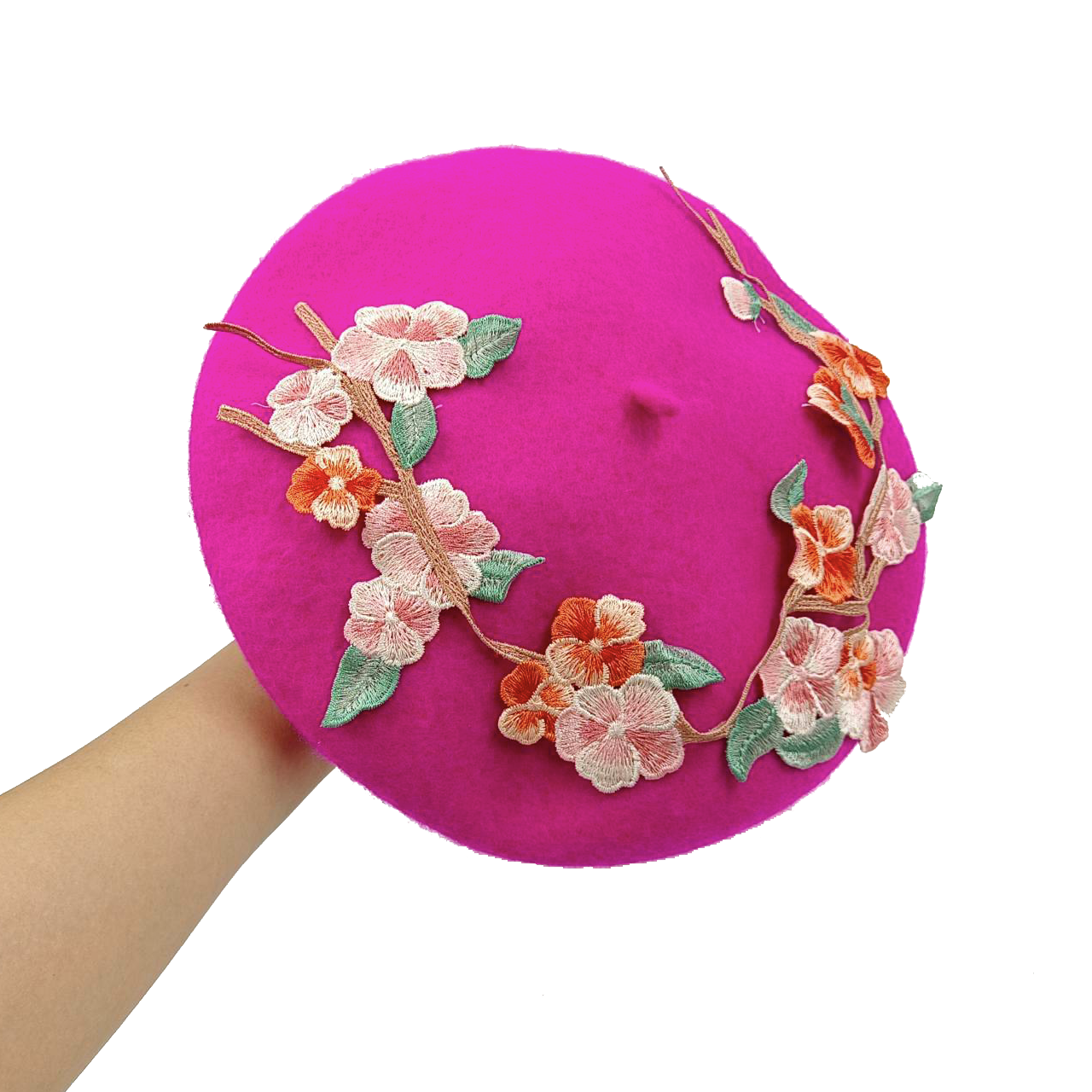 Embroidered Decal Beret 2023 Autumn/Winter New Korean Fruit Pumpkin Hat Cute Soft Girl Little Leaf Painter Hat Woolen Beret 1cca6