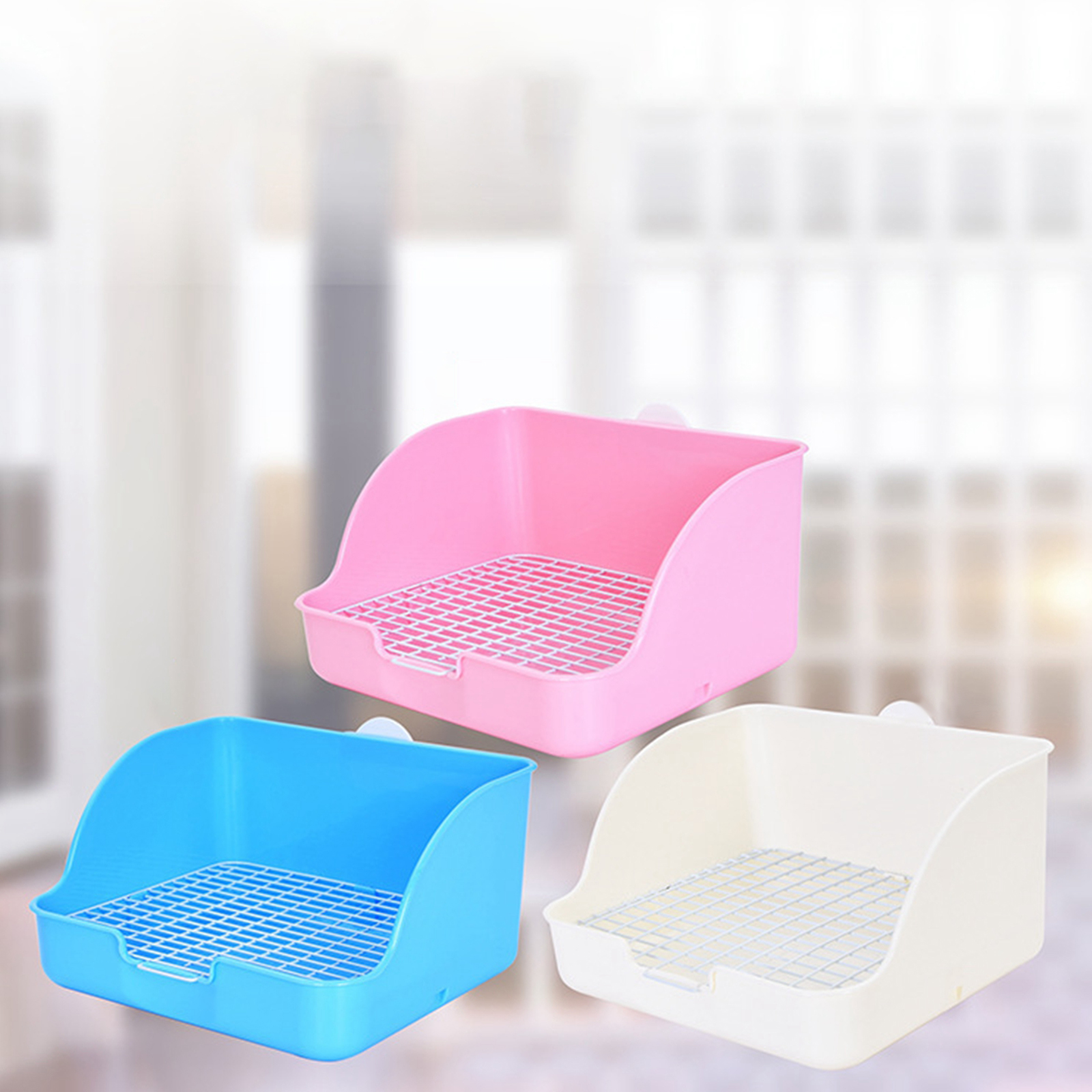 PP Plastic Rabbit Litter Box Rectangular Pet Toilet Chinchillas Bunny Potty Trainer Corner Small Animal Litter Pee Pan