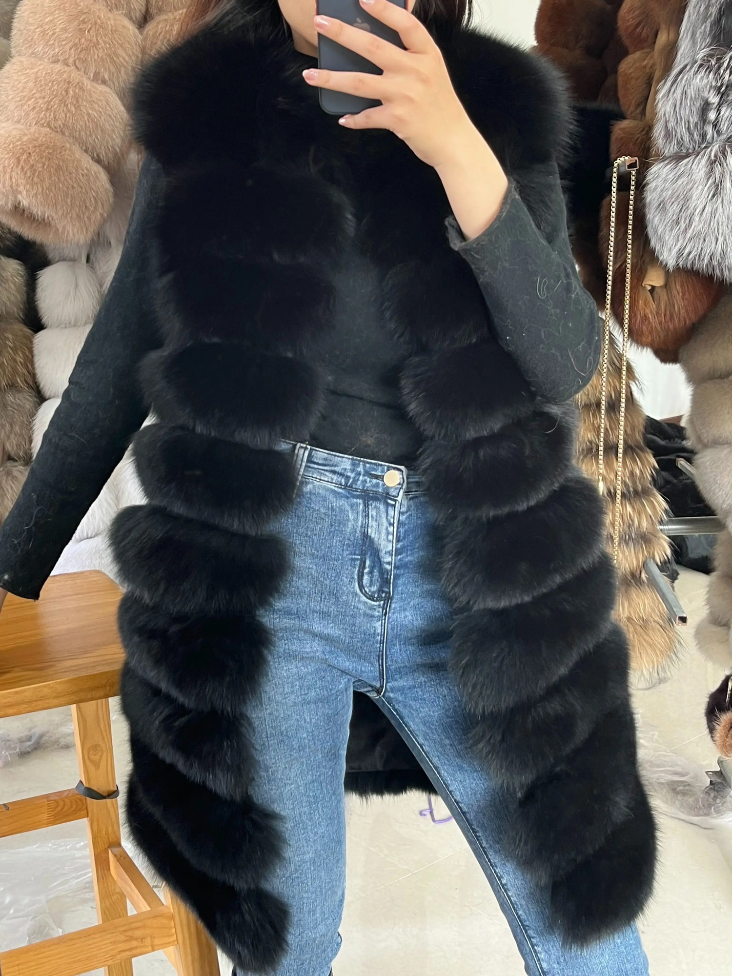 Natural Real Fur For Women MidLength Short Womens Warm Winter Jacket Vest ious Furry Large Size clothing 241112