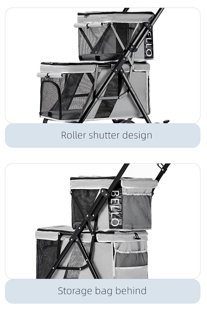 Factory wholesale cheap Dog Cat Double Stroller with Light Weight, Dog Stroller for 2 Small Dogs Traveling