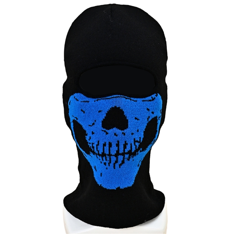 Halloween Balaclava Knit Beanie Hat Neck Warmer Party Holiday Skull Pattern R7RF