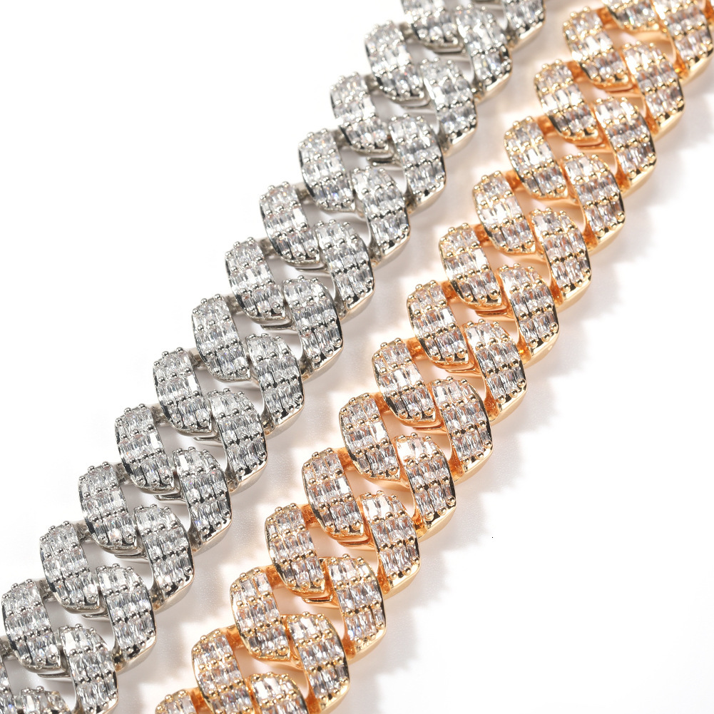 16mm 3 Rows Iced Out Cubic Zirconia Cuban Link Necklace New Design Grunge Hiphop Street Punk Rock Miami Mens Bling Cz Stone Curb Chains Choker Necklac