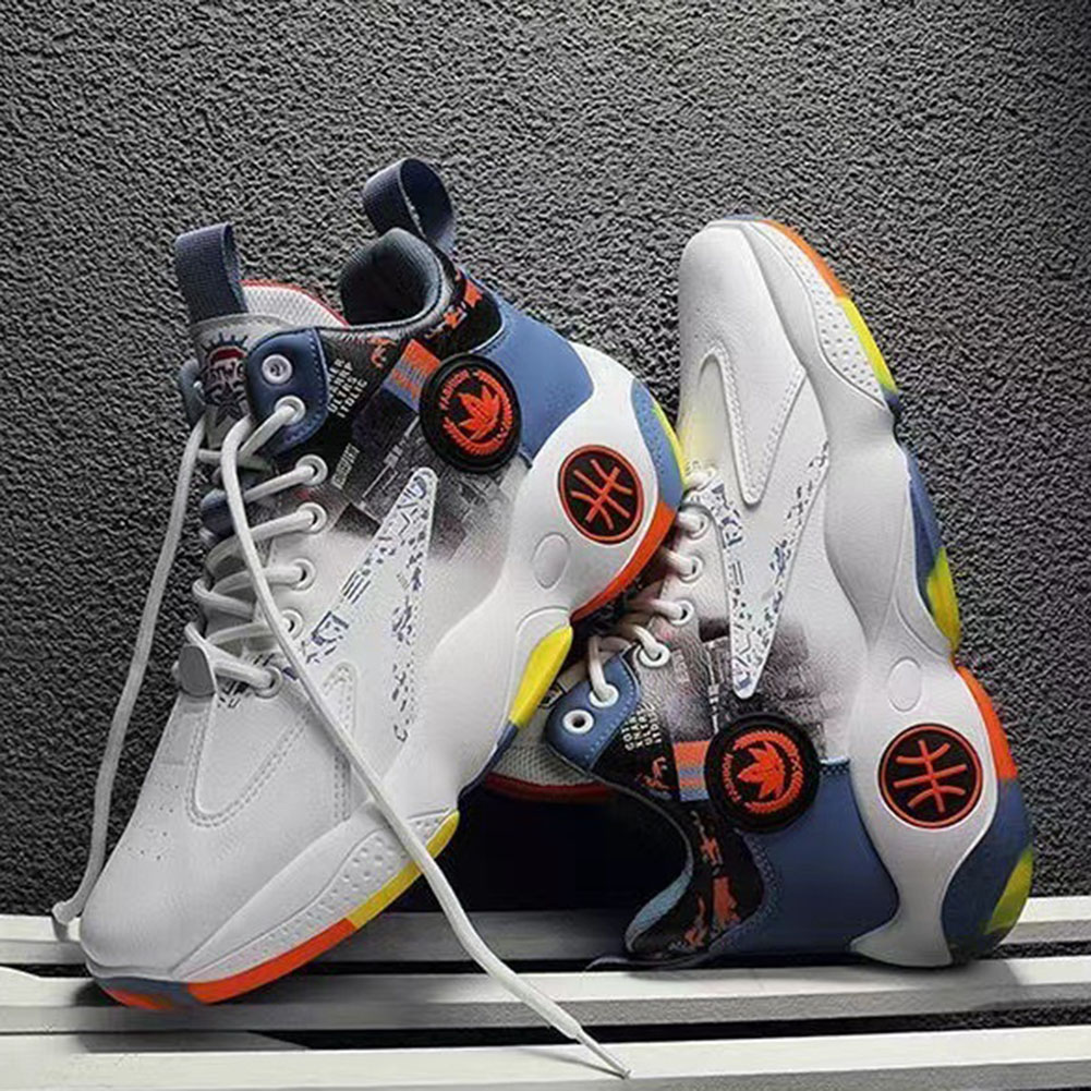 Cool Lace-Up High Top Basketball Shoes Non-Slip Sole Breathable Shoes For Workout