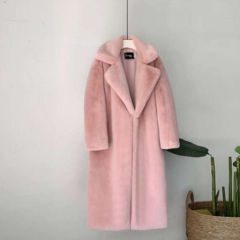 shanshi fur coat women Imitation fur with lapel extension plus size women's clothing imitation rabbit fur winter suit collar coat