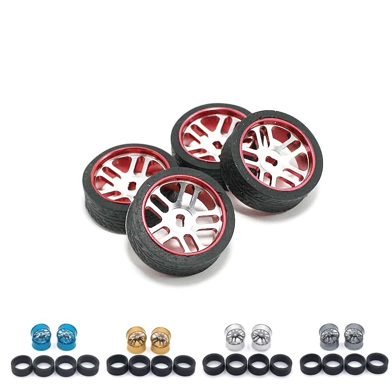 4pcs 1/28 24mm Racing Tire Tyre Metal Wheel Rim for Wltoys 284131 K969 K979 K989 P929 Kyosho Mini-Z 1:28 RC Car Upgrade Parts