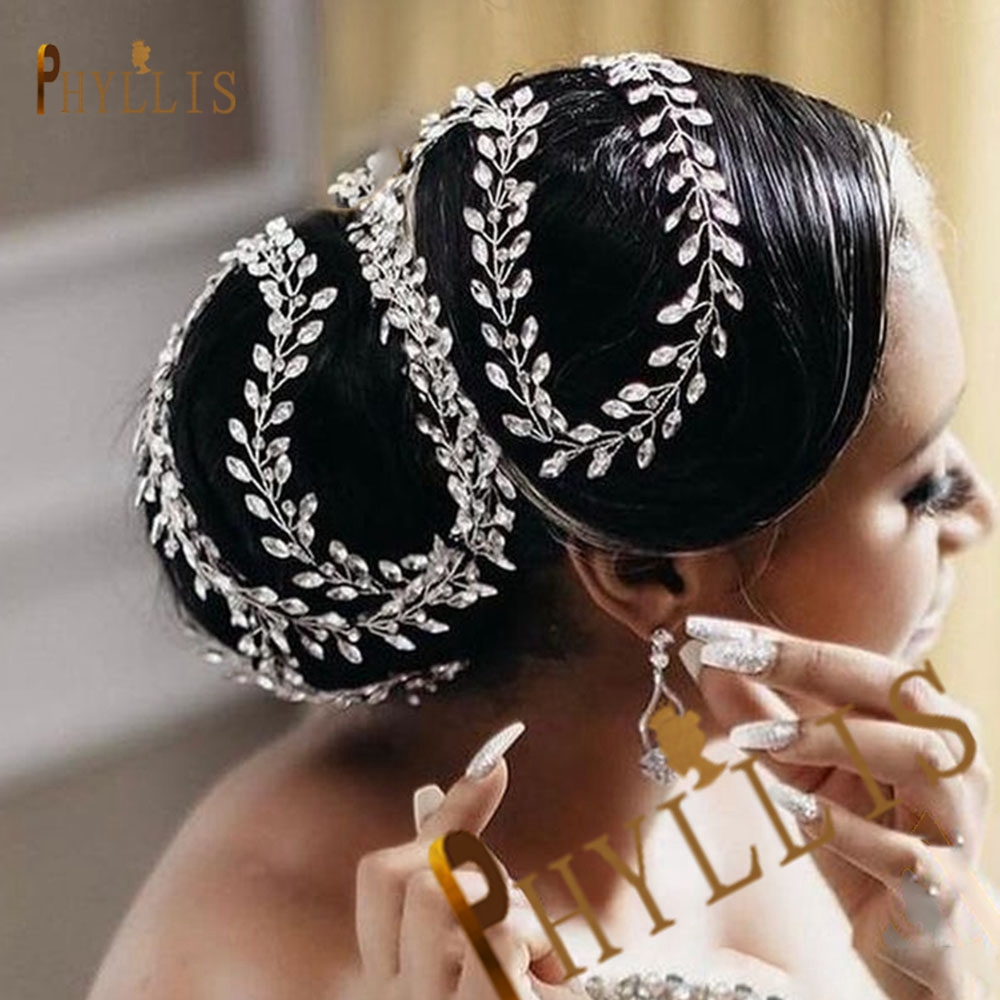 A274 Handmade 1M Bridal Headband Extra Long Wedding Tiaras Bride Hair Accessories Rhinestone Headpiece Crystal Women Hair Vine