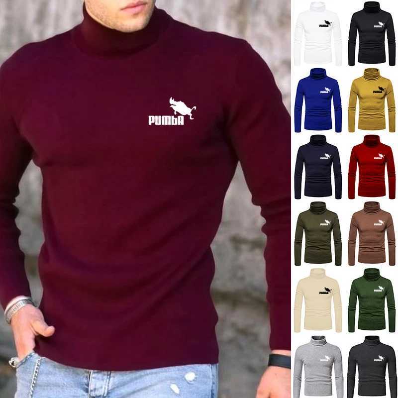 Spring summer and winter mens cotton cashmere bottom sweater with high elasticity mens casual long sleeved sports turtle neck top W2411111