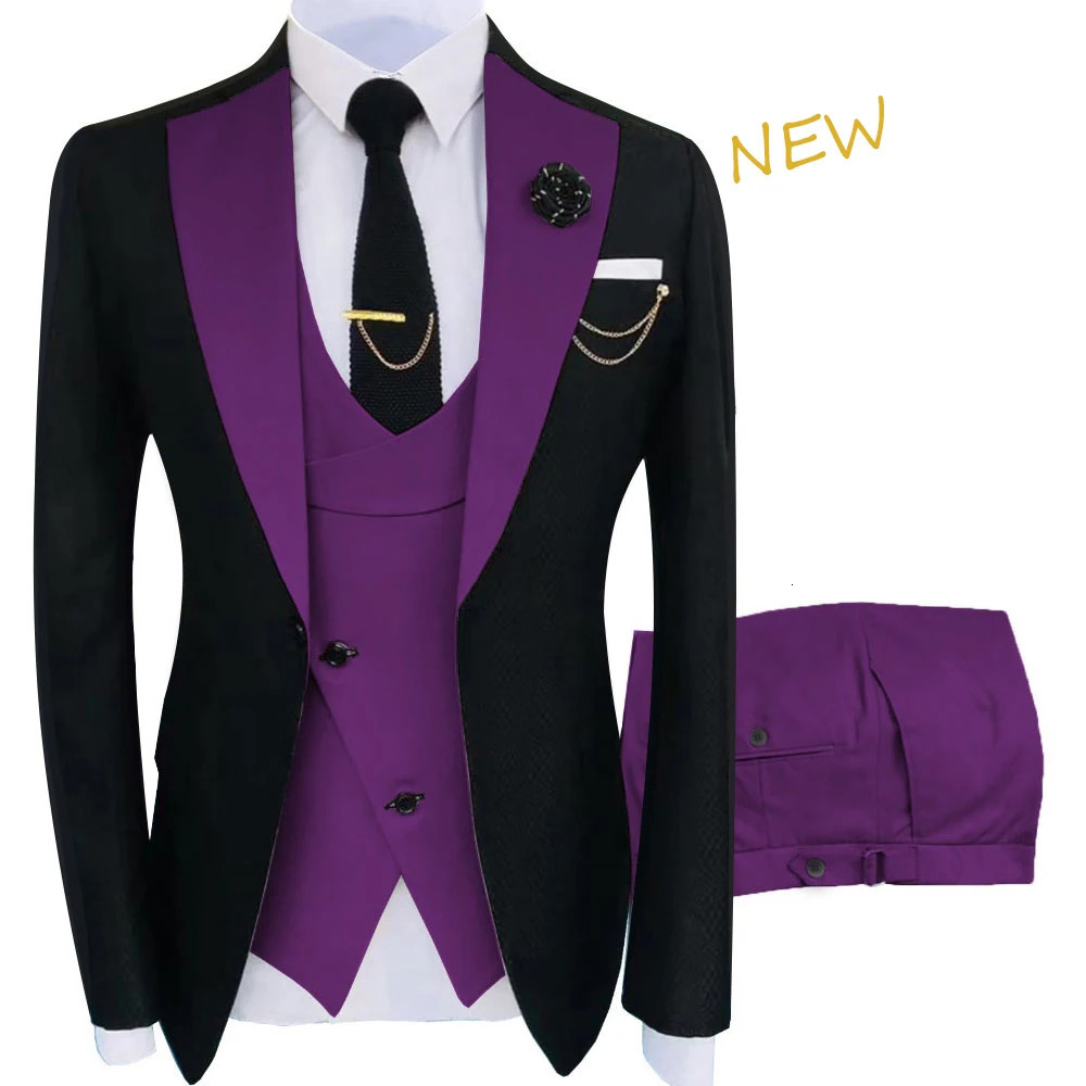 Arrival Terno Masculino Slim Fit Blazers Ball And Groom Suits For Men Boutique Fashion Wedding Jacket Vest Pants 240412