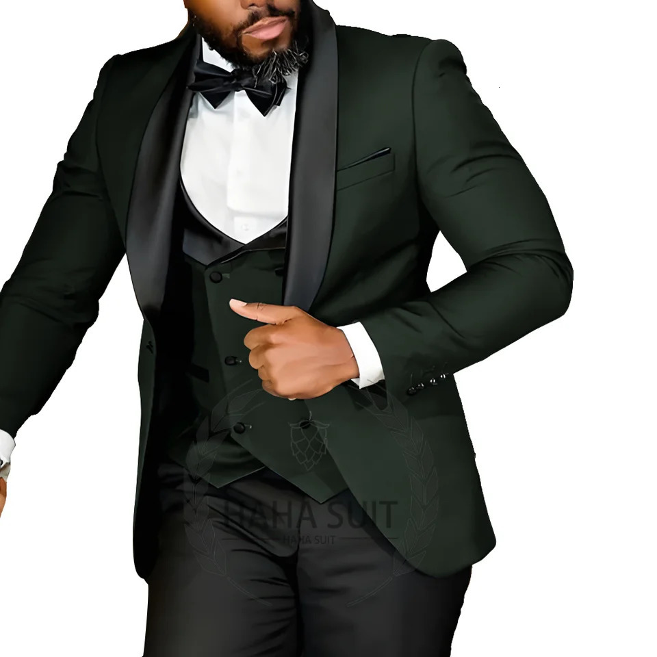 Mens Suit Slim Fit Tailored Tuxedo 3-Piece Set Wedding Party Formal Occasion Clothing 241111