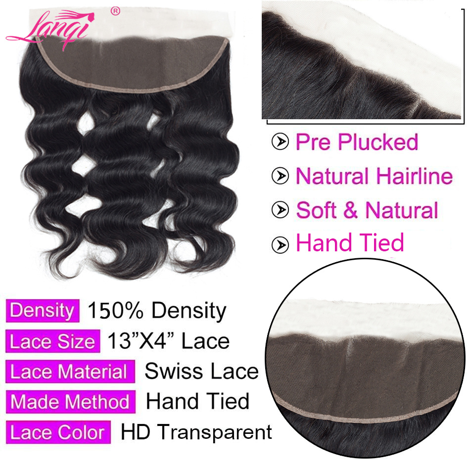Body Wave Human Hair Bundles With Closure Brazilian Remy Hair Weave 3/4 Bundles With Frontal Natural Color Hair Extensions c4873