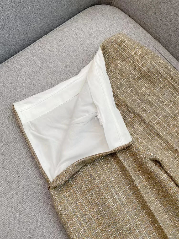 High Quality Autumn Fashion Plaid Tweed Set Women Elegant Single-breasted Vest Or Temperament Straight-leg Pants Ladies 241112