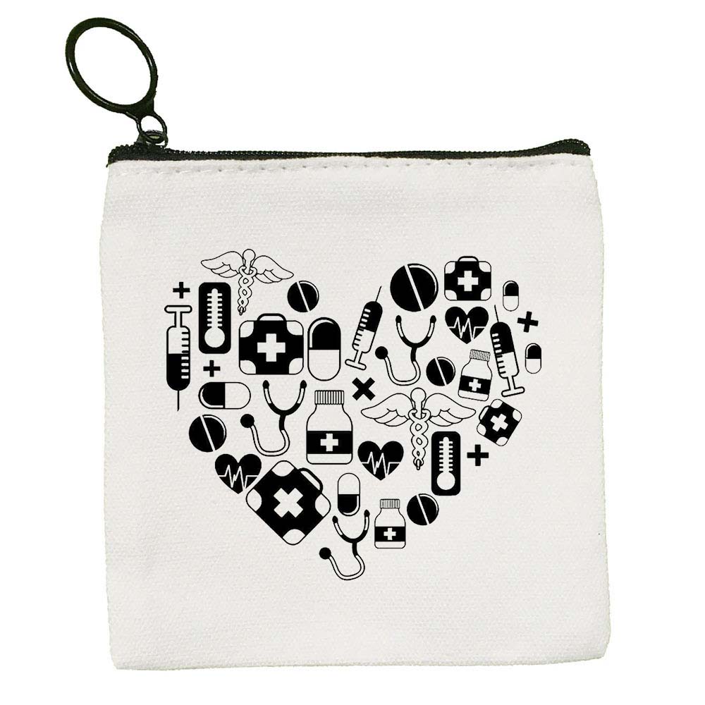 Medicine Art Nurse Life Red Heart ECG Hospital Design Coin Purse Zipper Wallet Key Bag Small Money Pocket Cute Kids Wallet Gift 2257c 5 35d68