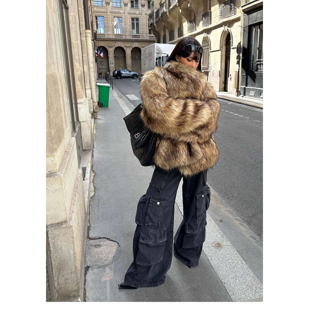 shanshi fur coat women Explosive Street Women's Raccoon Flip Collar Eco friendly Fur Coat
