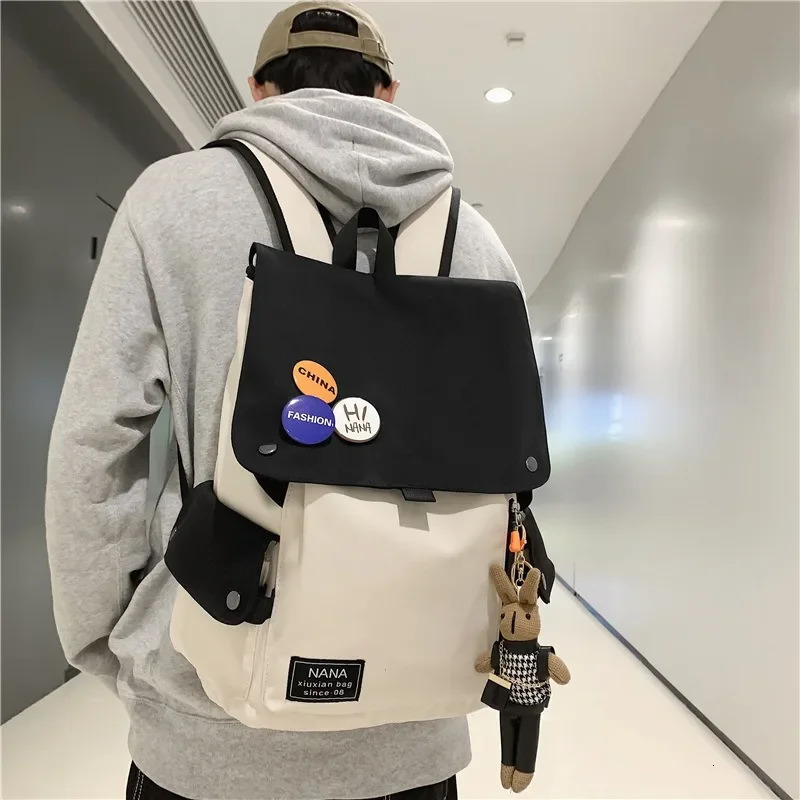 Mens and Womens Leisure Travel Backpacks Korean Fashion Large Capacity Shoulder Bag College Student Harajuku School Backpack 241111