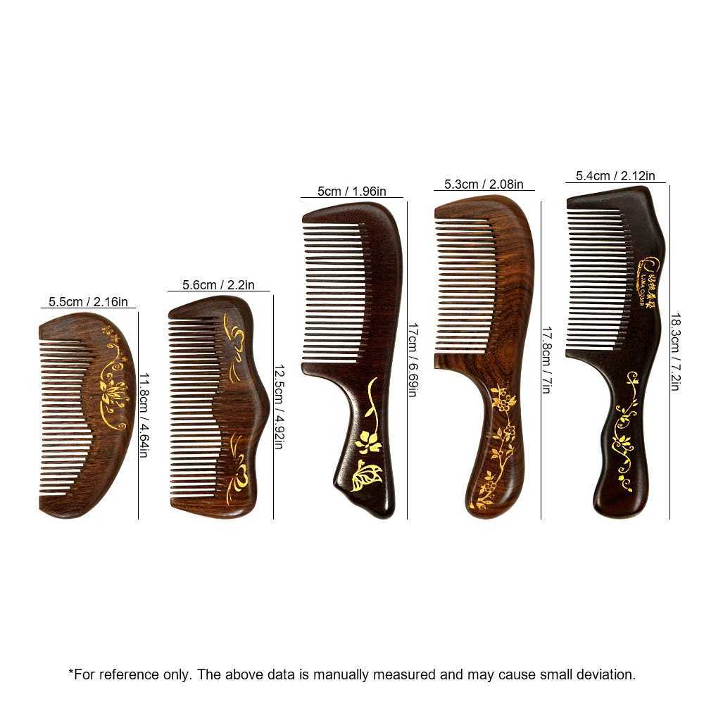 Professional comb sandalwood wide teeth hair comb scalp massage brush moon shaped wooden comb bathroom spa massage brush hair brush W241112