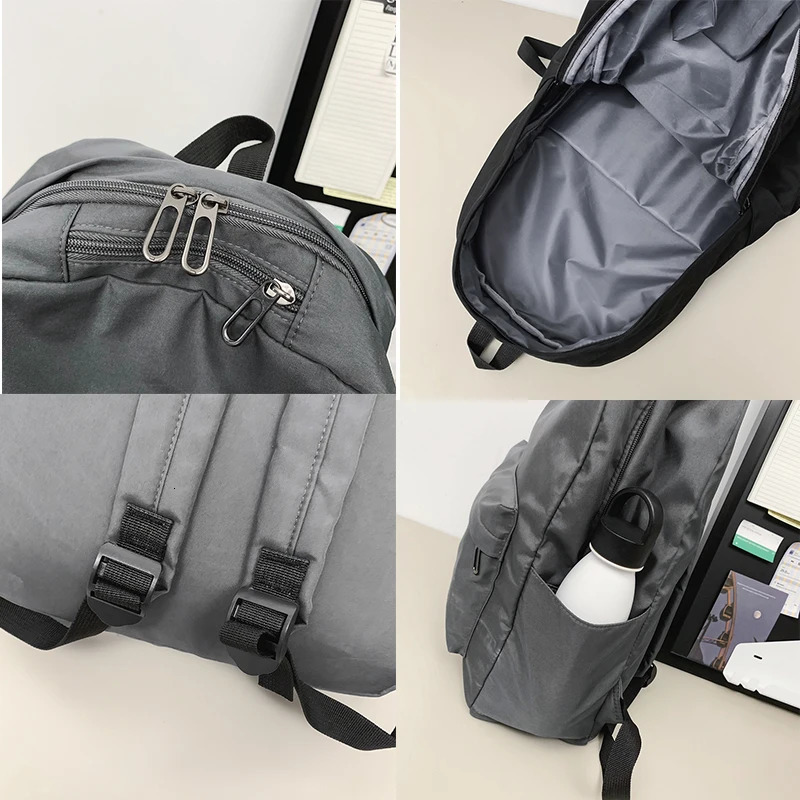 Simple backpack large capacity travel bag solid color Harajuku student backpack womens unisex Rucksack 241111