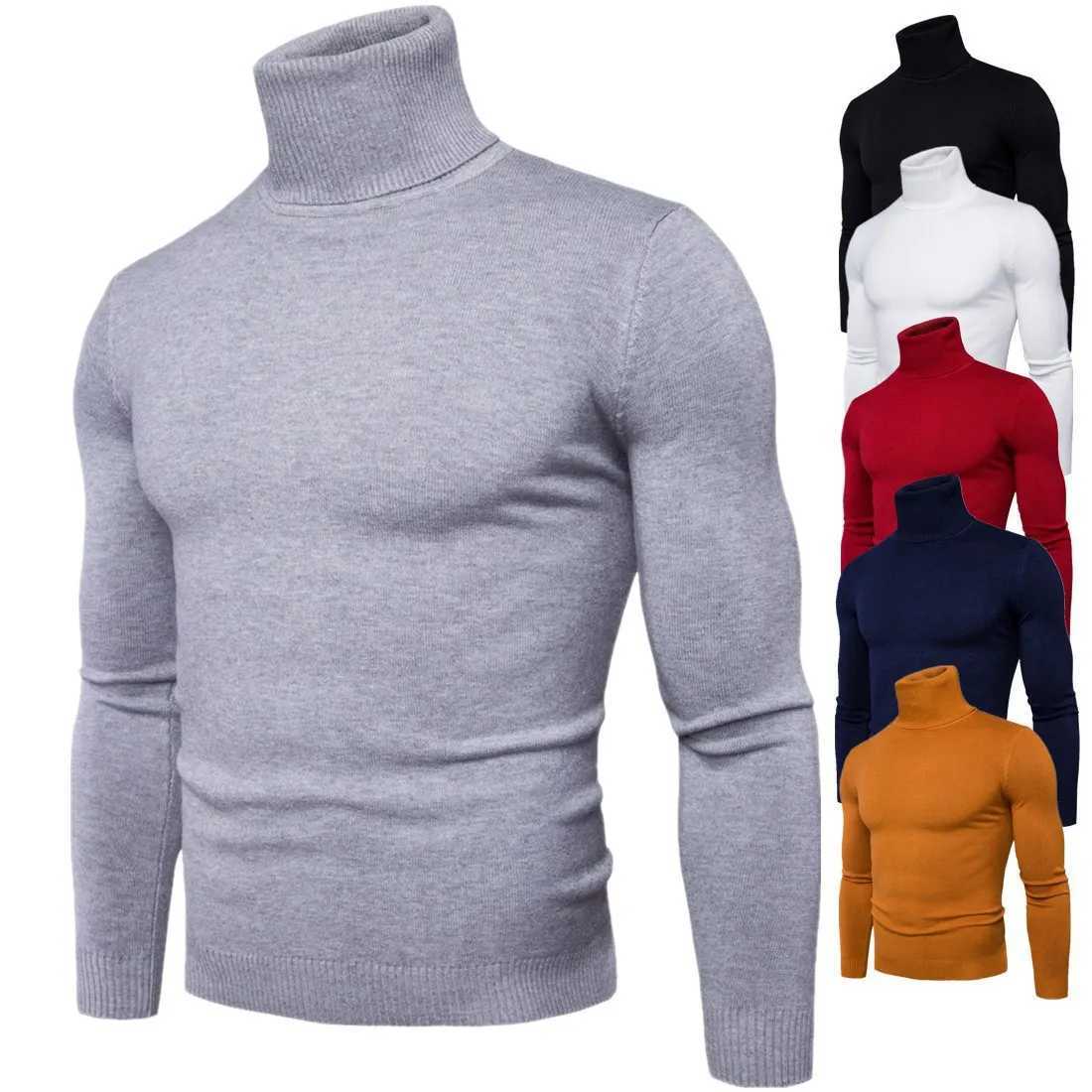 Mens Knitted Sweater Top Autumn Mens Turtle Collar Long Sleeve Elastic Zipper Bottom ZJFS-55 * G0 W2411111