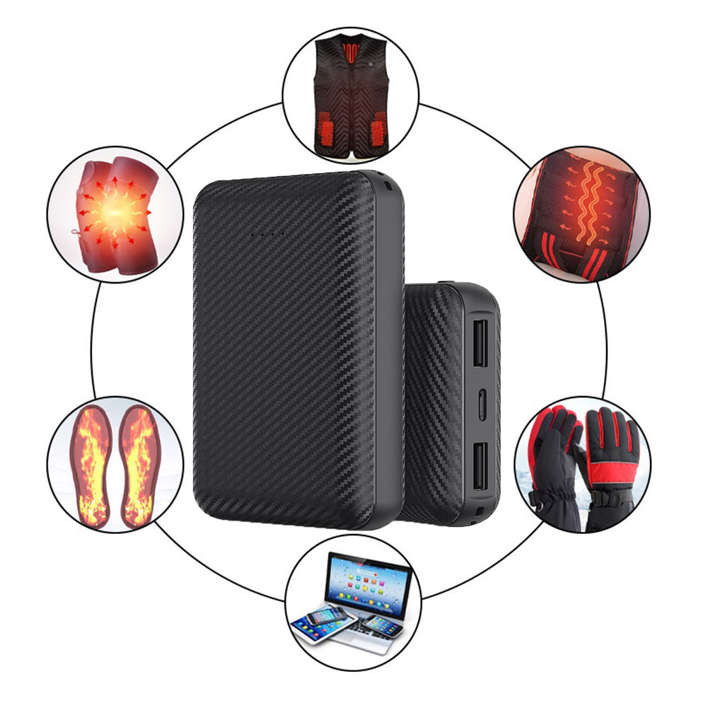 20000mAh Power Bank Vest Jacket Heated Charger External Battery winter Heating Scarf Socks Portable Electric Heating Equipment