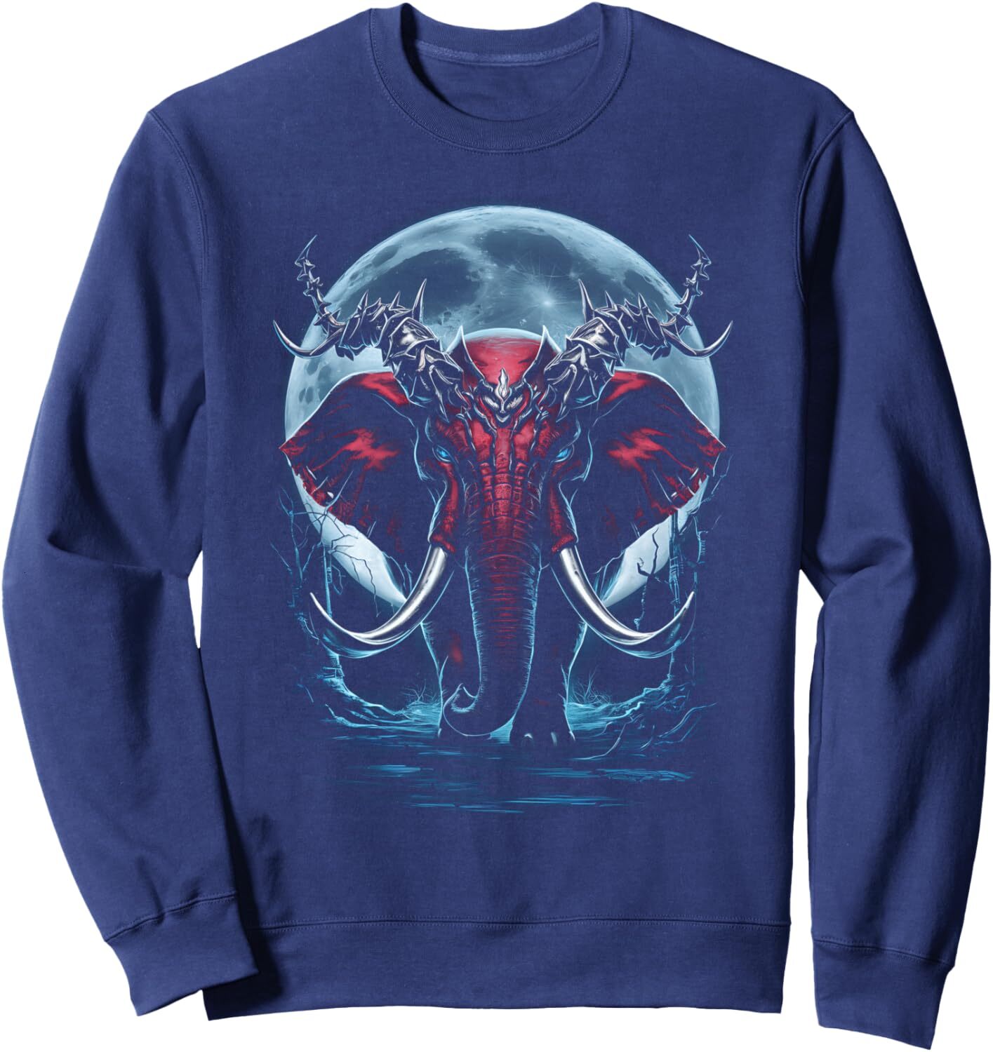 Long Sleeve Shirts for Men sweatshirt Elephant Moon Animal Wild Moon Graphic Sweatshirt T shirt Tee Streetwear Casual tops clothes
