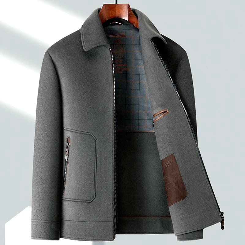 Classic autumn and winter detachable duck bottom 100% wool jacket for mens business and leisure wool jacket thick warm windproof 241112